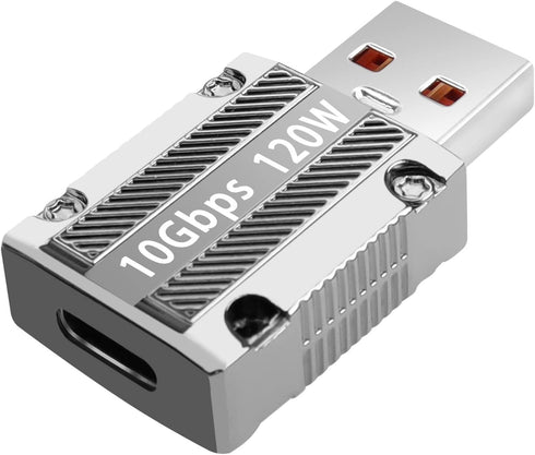 GELRHONR USB C to USB Adapter, USB 3.0 A Male to USB C Female Connector Support 120W Super Fast Charging 10Gbps Data