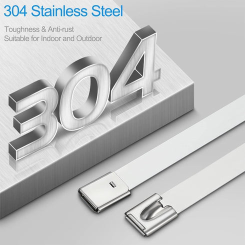 Metal Cable Zip Ties: 80Pcs Stainless Steel, 390 Lbs Heavy Duty Self-Locking Strap Ties, 18Inch for Garden