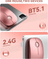 Bluetooth Wireless Mouse - (BT5.1+USB) Dual Connectivity, Quiet Click, Low Power, and 1600 DPI, Portable Cordless Mouse for Mac, Laptop, MacBook Pro/Air, iPad (Rose Gold)