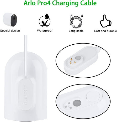 30FT Magnetic Charging Cable for Arlo Pro 3, Arlo Pro 4, Arlo Pro 5S, Arlo Ultra, Arlo Ultra 2, Continuous Outdoor Charger Cable for Your Arlo Security Camera by ALERTCAM