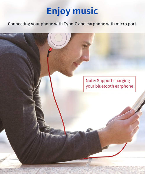 JSAUX 6.6FT USB C to Micro USB Cable, Braided Charger & Sync for MacBook, Galaxy S8/S9/S10, Pixel 3 XL & more - Red/2M