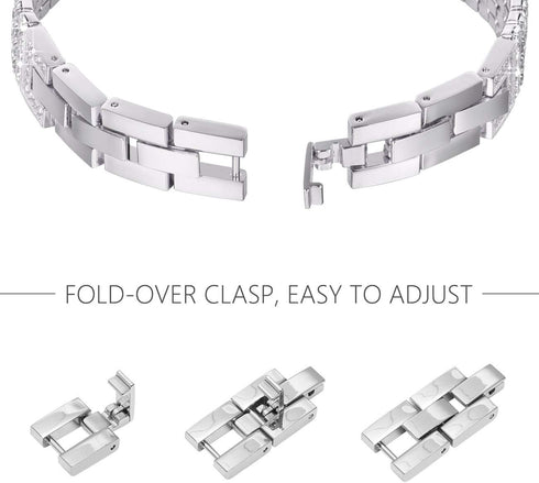 NewWays Compatible for SAMSUNG Galaxy Watch 7 6 Classic 6 5 4 Band - 20mm Stunning Diamonds Bracelet, 40mm 44mm 42mm