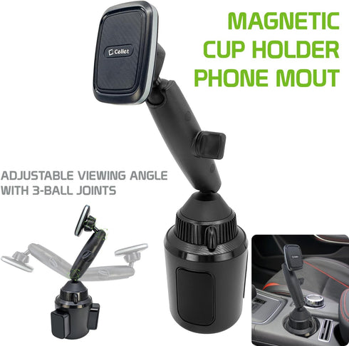 Cellet Cup Holder Phone Mount, Magnetic, for Apple iPhones and Samsung Galaxy Smartphones