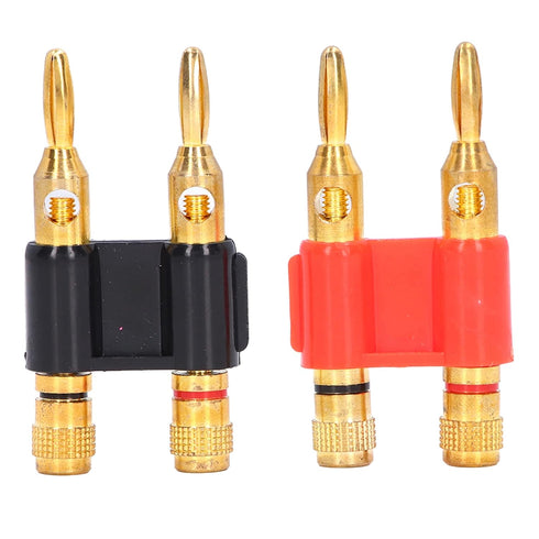 2Pcs Stackable Dual Banana Plugs for Speaker Wire, Brass Male Plug 2 Way Banana Connectors