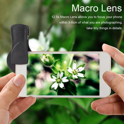 Hemobllo 0.45X 12.5X Set Universal Mobile Phone Lens Wide Angle and Macro Clip-on Lens for Smartphone Photography