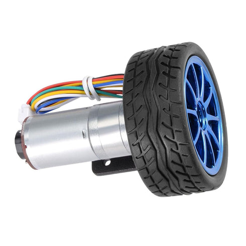 6V 65mm Toy(100RPM) DC DIY Encoder Gear Motor with Mounting Bracket Wheel Kit Micro Speed Reduction Motor Mini Motor