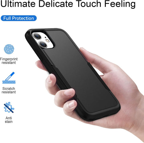 Heavy Duty iPhone 11 Case - Shockproof Dropproof Dustproof Anti-Scratch Phone Cover in Black