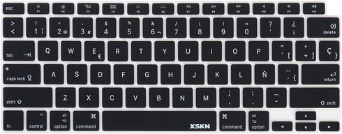 XSKN Silicone Keyboard Cover Skin K-351DU for 2020 MacBook Air 13.3" A2179 A2337 M1 Chip (US Spanish Black)