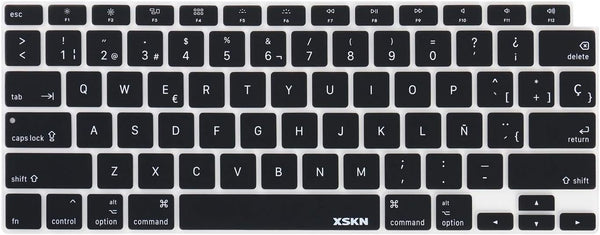 XSKN Silicone Keyboard Cover Skin K-351DU for 2020 MacBook Air 13.3" A2179 A2337 M1 Chip (US Spanish Black)