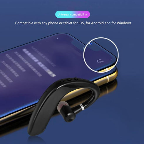 ASHATA Bluetooth 5.2 Headset, Hands Free Ear Hook Wireless Headphone, Waterproof Ultralight for Sport Driving