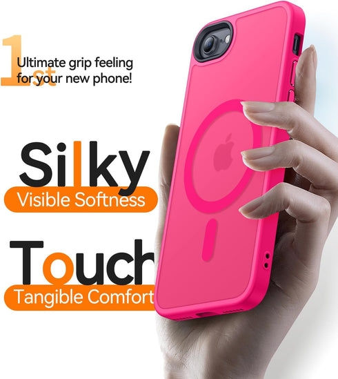 CANSHN Magnetic Case for iPhone SE 2022/iPhone SE 2020/iPhone 8, Built-in Magnets Compatible with MagSafe (Frosted Hot
