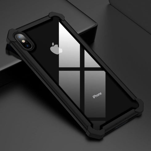 Case for Apple iPhone Xs Max, Clear & Black Shockproof Heavy Duty Armor Protective Cover, Rugged Bumper - AR-BK