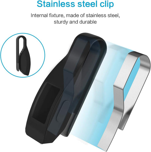 2-Pack Clip Holder Accessory for Fitbit Inspire or Inspire HR, Black + Soft Pink (not for Inspire 2)