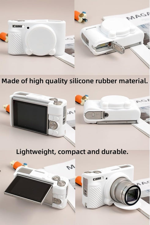 SZHSYJY White Camera Case for Canon PowerShot SX740/SX730, Soft Silicone Protective Bag with Removable Lens Cover