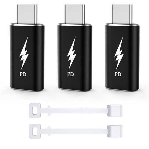 TechMatte 3 Pack Lightning to USB-C Adapter, PD Fast Charging for iPhone 15/Plus/Pro/Pro Max & More Type C Devices,