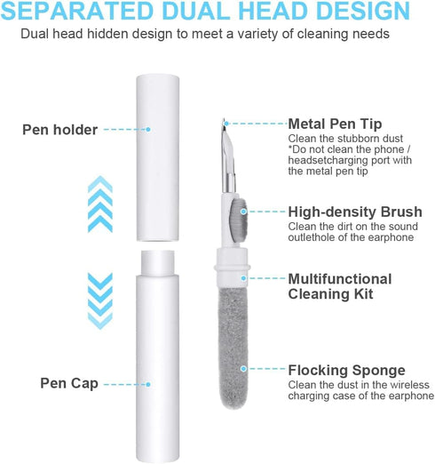 Bluetooth Earbuds Cleaning Pen, 3 in 1 Multifunction Cleaner Kit with Soft Brush for Wireless Earphones