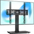 FITUEYES Universal TV Stand, Swivel Tabletop TV Stand for 28-55 Inch Flat Screens, Height Adjustable, Black