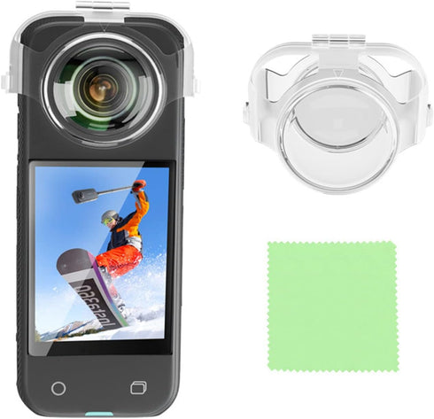 LICHIFIT Transparent Lens Cover Detachable Camera Lens Protector Case for Insta360 X3 Panoramic Camera