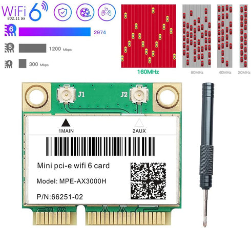 MPE-AX3000H WiFi 6 Wireless Card Dual Band 802.11ax Half Mini PCI-E WiFi Card PCI Express Network Adapter BT5.2 for