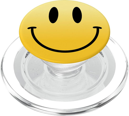PopSockets PopGrip for MagSafe - Yellow Smile Happy Peace Smiling Face Cute Humor Awesome