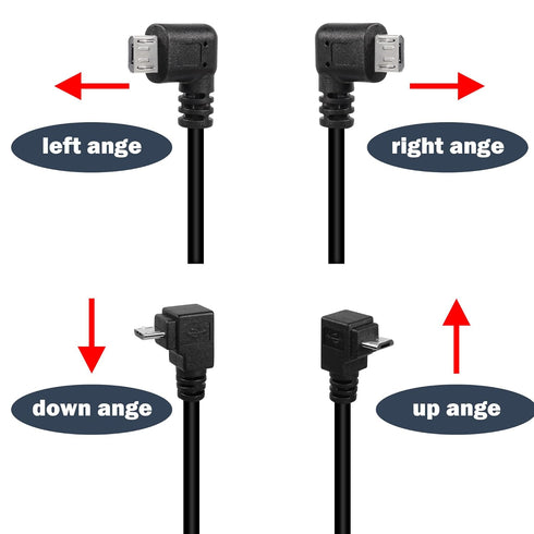QIANRENON 90° Micro USB Panel Flush Mount Waterproof Extension Cable, Right Angle Male to Female Connector