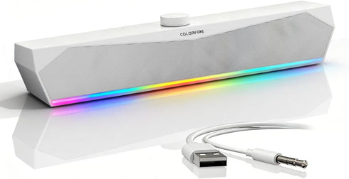 Colorful Gaming Soundbar,Computer SoundBar for PC,USB Speakers,RGB Touch Lights,USB-C/A Powered 3.5mm Input, Compact