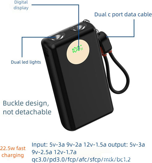 FANSHINUO Set 2x21700 22.5W Set Power Banks Battery Case Shell Fast Charging Double Lights Digital Capacity Display