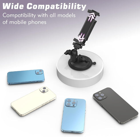 Shower Mirror Phone Holder, Suction Cup Mirror Phone Mount for Shower Mirror Bathroom Glass Kitchen Tile, TikTok