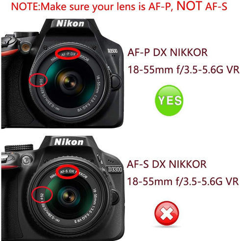 D3500 Lens Cap & UV Filter - Digital Multi-Coated Slim Frame Glass for Nikon D3500 D3400 D5600 with AF-P 18-55mm