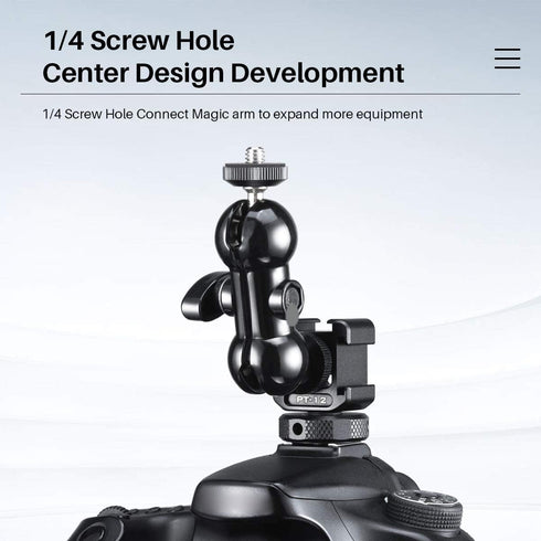 ULANZI PT-12 Camera Hot Shoe Extension Bracket with Triple Cold Shoe Mounts, 1/4'' Screw, Aluminum for Nikon Canon Sony
