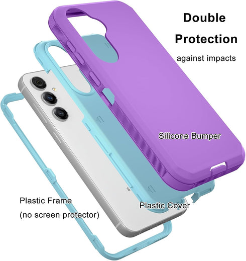 for Samsung Galaxy S23 FE 5G Case, Triple Layer Heavy Duty Armor Rugged Shockproof Protection, Purple