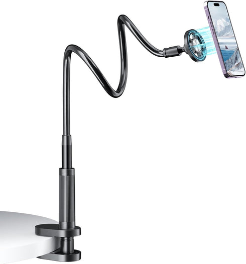Voinap Gooseneck Phone Holder for Bed Laying Dowm, Magnetic Cell Phone Stand for