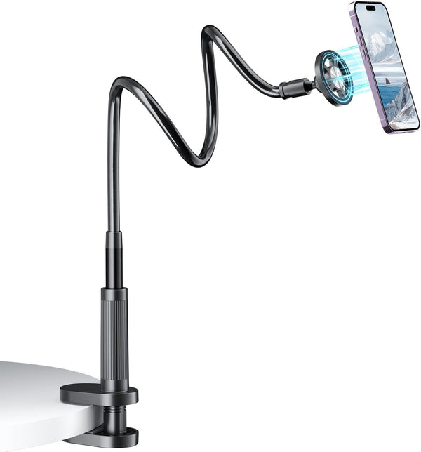 Voinap Gooseneck Phone Holder for Bed Laying Dowm, Magnetic Cell Phone Stand for