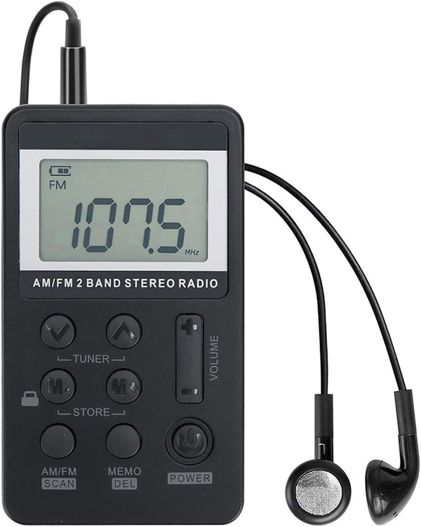 Personal AM/FM Pocket Radio, Portable VR-robot Mini Digital Tuning Walkman Radio with Rechargeable Battery for