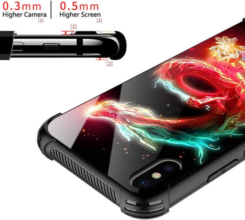 CARLOCA Flower and Dragon Pattern Design Case Compatible with iPhone XR, Shockproof Anti-Scratch Case for Girls Women