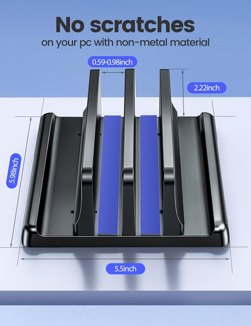 Vaydeer Vertical Laptop Stand for Desk, Adjustable Dual Slots Plastic Holder with Space Saving 4-in-1 Design