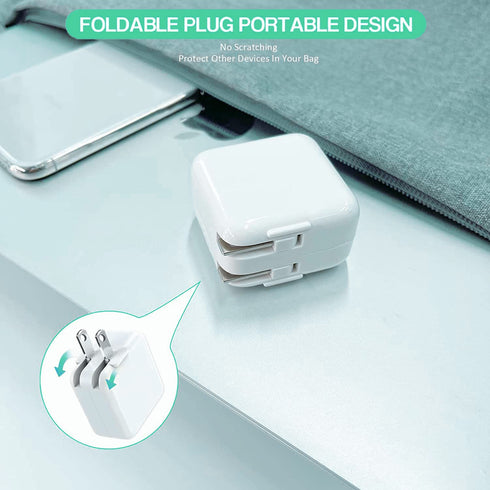 MFi Certified 10FT iPad Charger Cord with 12W Fast Charging Block, Portable Travel Plug, Compatible with iPad, iPhone,