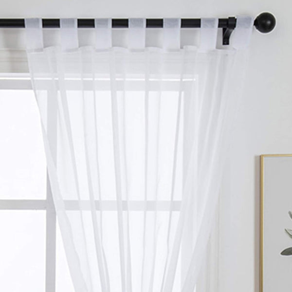 ZebraSmile 1 Panel Tab Top Voile Sheer Curtain, White Loop Sheers for Living Room, Bedroom, Small Window 69(H) X55(W) in
