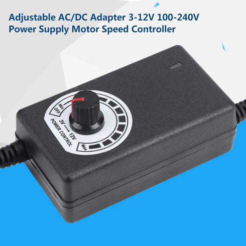 AC to DC Adapter Converter - 3-12V 2A Adjustable Power Supply Motor Speed Controller with US Plug