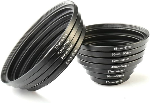 K&F Concept 11pcs Metal Stepping Rings Set, Step Up Ring 26-82MM for Canon Nikon DSLR Cameras Lens