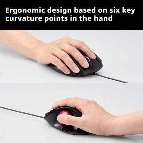 ELECOM EX-G Wired Trackball Mouse, Ergonomic Thumb Control, Smooth Tracking Roller Ball for PC Mac