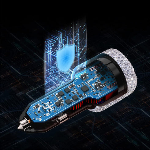 USB C Car Charger Adapter 54W, Bling Diamond PD & QC 2-Port Type C Compact Car Charger