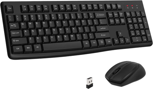 EDJO Wireless Keyboard and Mouse Combo, Full-Sized 2.4GHz USB Computer Wireless Keyboard and Optical Mouse for Windows,