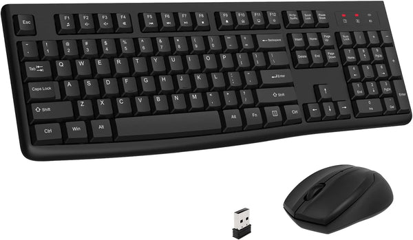 EDJO Wireless Keyboard and Mouse Combo, Full-Sized 2.4GHz USB Computer Wireless Keyboard and Optical Mouse for Windows,
