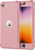 ORETECH iPhone SE 2022 Case with 2 x Tempered Glass Screen Protector, 360° Full Body Protection, Rosegold