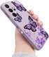 Cute Butterfly Case for Galaxy Note 20 Ultra, Soft TPU Bumper, Shockproof Protective Cover for Women Girls - Purple