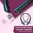 Neckband Bluetooth Headphones, Retractable Earbuds IPX5 Sweatproof, Wireless Bluetooth Headset with Microphone Vibration Call, Stereo Noise Cancelling Earphones for Workout Sports Driving (Black Blue)