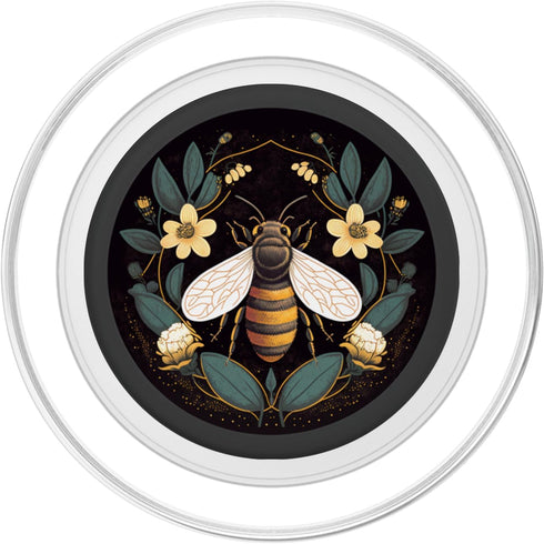 PopSockets Floral Boho Bee Aesthetic Honey Beekeeper Black PopGrip for MagSafe
