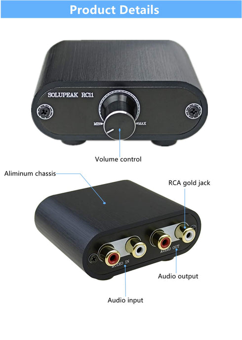 RCA Audio Volume Controller, Mini Attenuator Knob, Line Volume Control Box - RC11