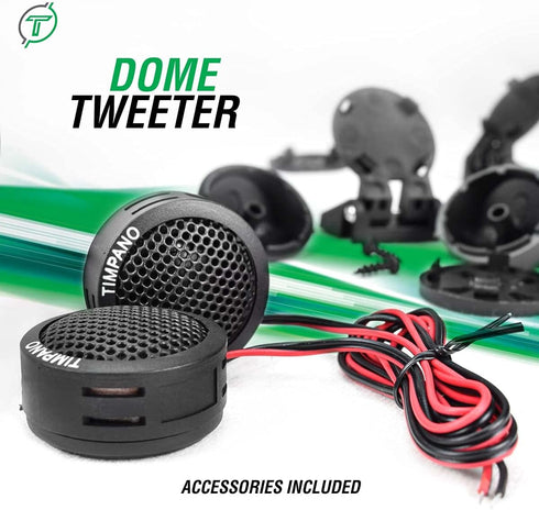 Timpano TPT-ST1 Dome Tweeter, 1 Inch Tweeter Set for Car Audio, 4 Ohm Soft Dome (Pair)